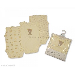 Vests Sleeveless 3pk Cream Vests Sleeveless 3pk Cream