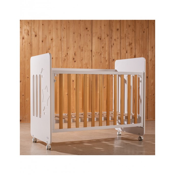 Interbaby Cot Star White with Natural Interbaby Cot Star White with Natural