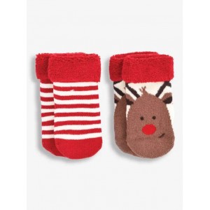 Jojo Maman Bebe Socks 2pk Reindeer Newborn Jojo Maman Bebe Socks 2pk Reindeer Newborn