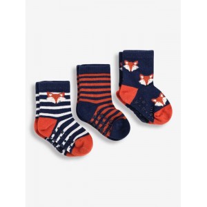Jojo Maman Bebe Socks 3pk Fox Navy Jojo Maman Bebe Socks 3pk Fox Navy