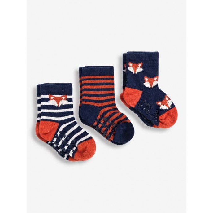 Jojo Maman Bebe Socks 3pk Fox Navy