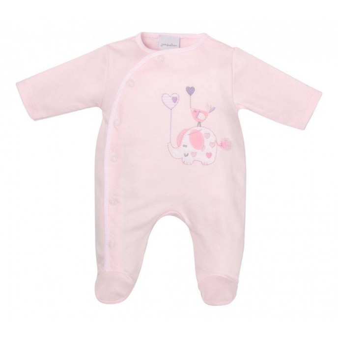 Dandelion Cotton Sleepsuit Elephant Pink