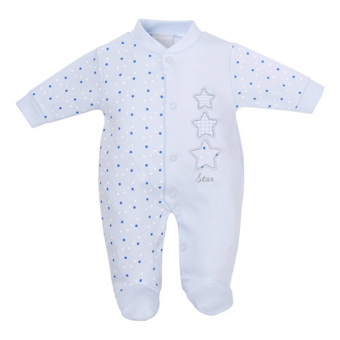 Dandelion Cotton Sleepsuit Triple Stars Blue