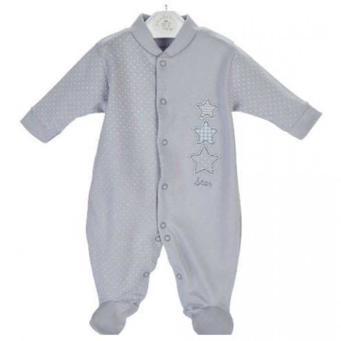 Dandelion Cotton Sleepsuit Triple Stars Grey