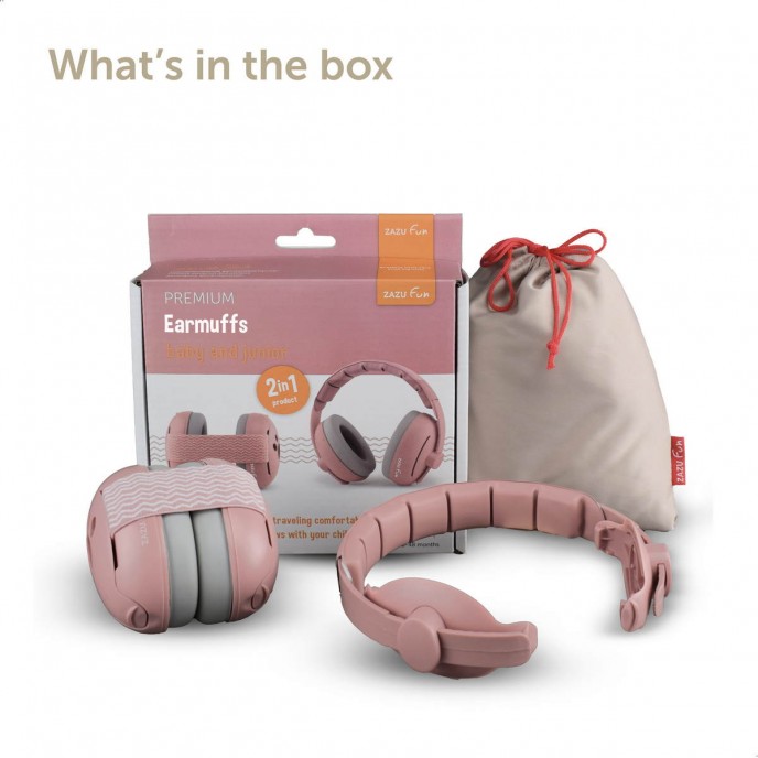 Zazu Earmuffs Baby and Junior 2pk Pink