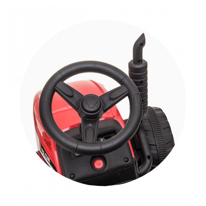 12V Electric Tractor With Trailer Red