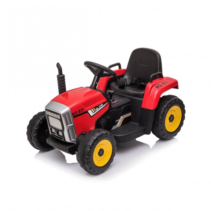 12V Electric Tractor With Trailer Red