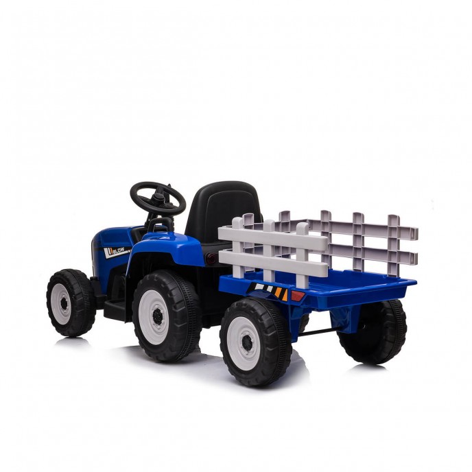 12V Electric Tractor With Trailer Blue
