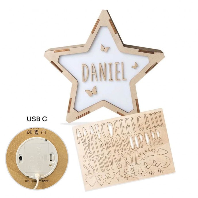 Vintiun Personalised Light up Star Large (USB-C)