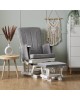 Obaby Deluxe Reclining Glider Chair and Stool – White with Grey Cushion
