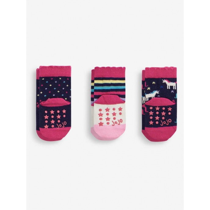 Jojo Maman Bebe Socks 3pk Unicorn Navy