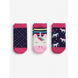 Jojo Maman Bebe Socks 3pk Unicorn Navy Jojo Maman Bebe Socks 3pk Unicorn Navy