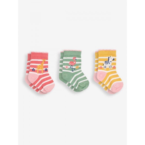 Jojo Maman Bebe Socks 3pk Safari Multi Jojo Maman Bebe Socks 3pk Safari Multi