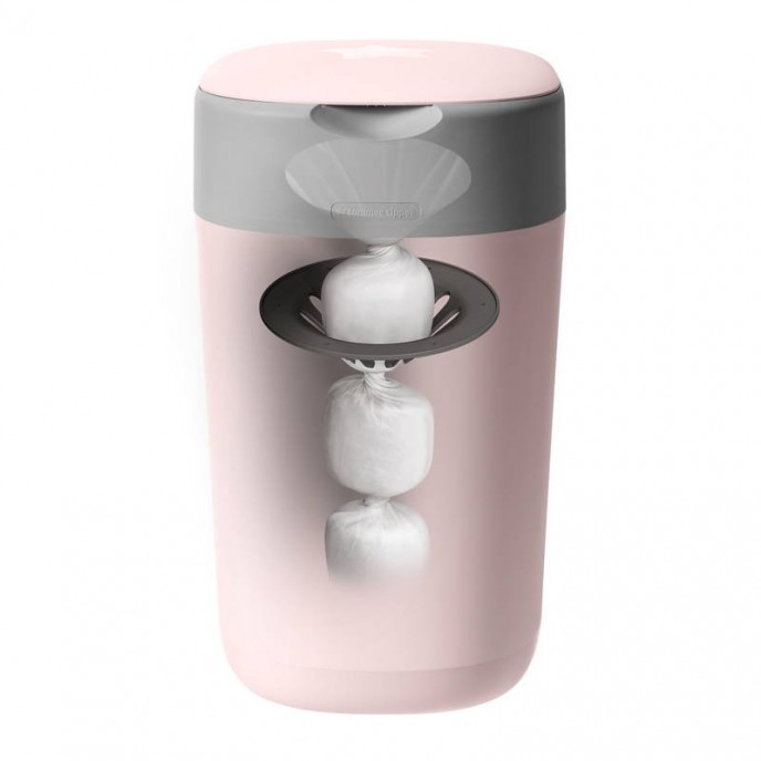 Tommee Tippee Nappy Bin Twist and Click Gentle Pink