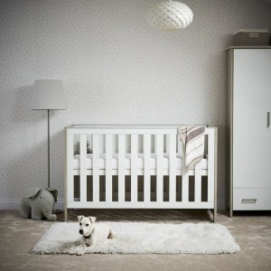 Obaby Cotbed Nika Grey Wash and White
