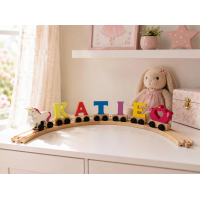 Personalised Wooden Letter Train Names Coloured