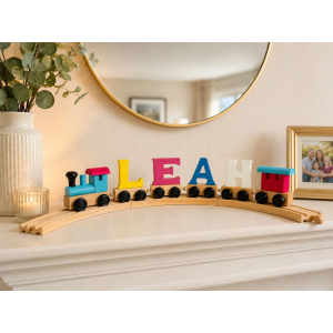 Personalised Wooden Letter Train Names Coloured