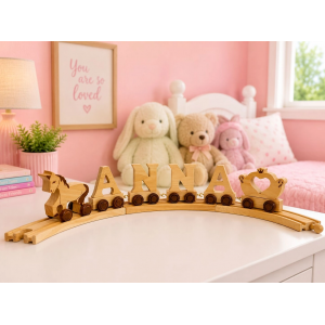 Personalised Wooden Letter Train Names Natural