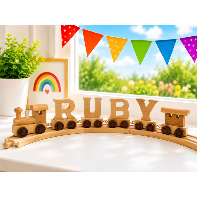Wooden Train Names - natural