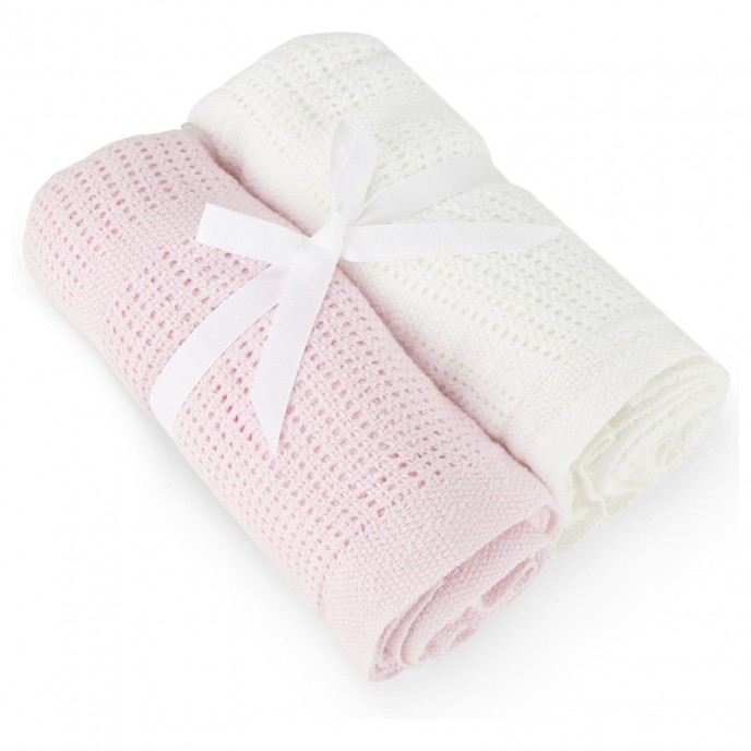 Baby Elegance Cellular Blanket 2pk Pink White