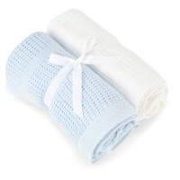 Baby Elegance Cellular Blanket 2pk Blue White
