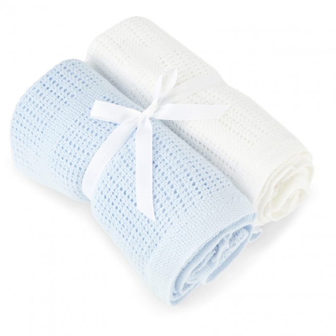 Baby Elegance Cellular Blanket 2pk Blue White Baby Elegance Cellular Blanket 2pk Blue White