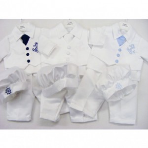 Christening Sailor Anchor Suit White Christening Sailor Anchor Suit White