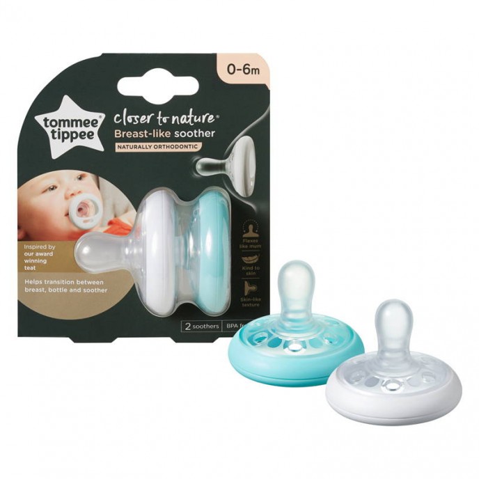 Tommee Tippee Breast Like Soothers 0/6m 2pk