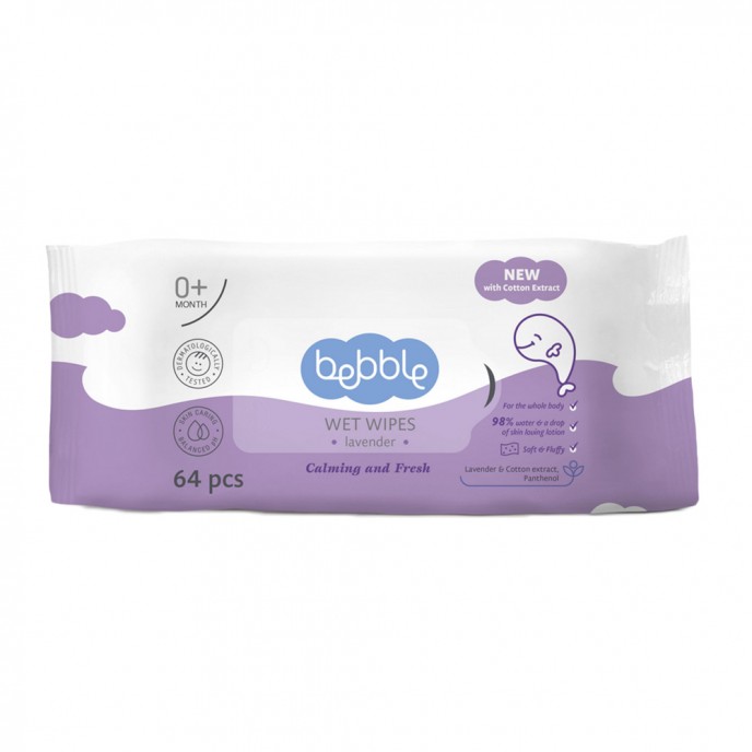 Bebble Wet Wipes with Lavender Extract 64pc