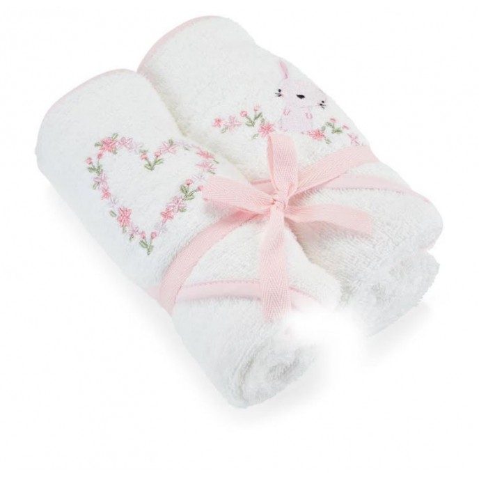 Baby Elegance Hooded Towels 2pk Pink