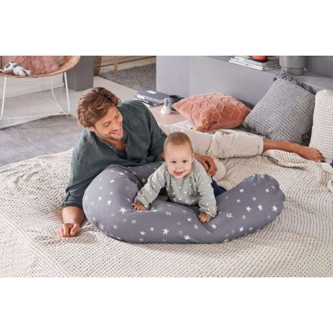 Theraline Maternity & Nursing Pillow Original Bamboo Melange Mid Gray