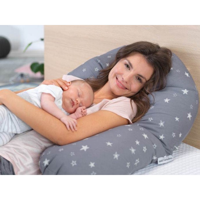 Theraline Maternity & Nursing Pillow Original Bamboo Melange Blue Gray