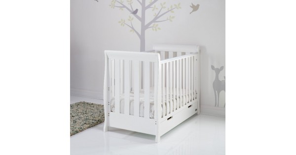 OBaby Cotbed Mini Stamford Sleigh White Mum n Me Baby Shop Malta